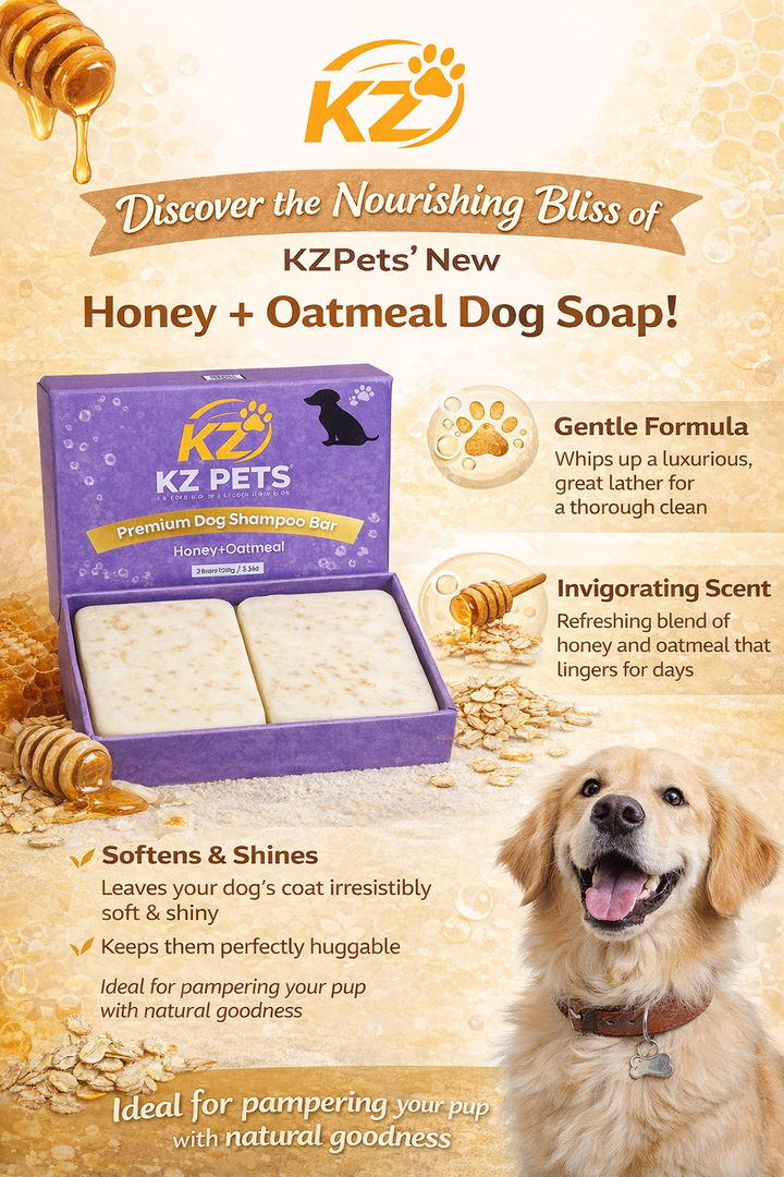 KZ PETS Premium Dog Shampoo Bar - Honey Oatmeal