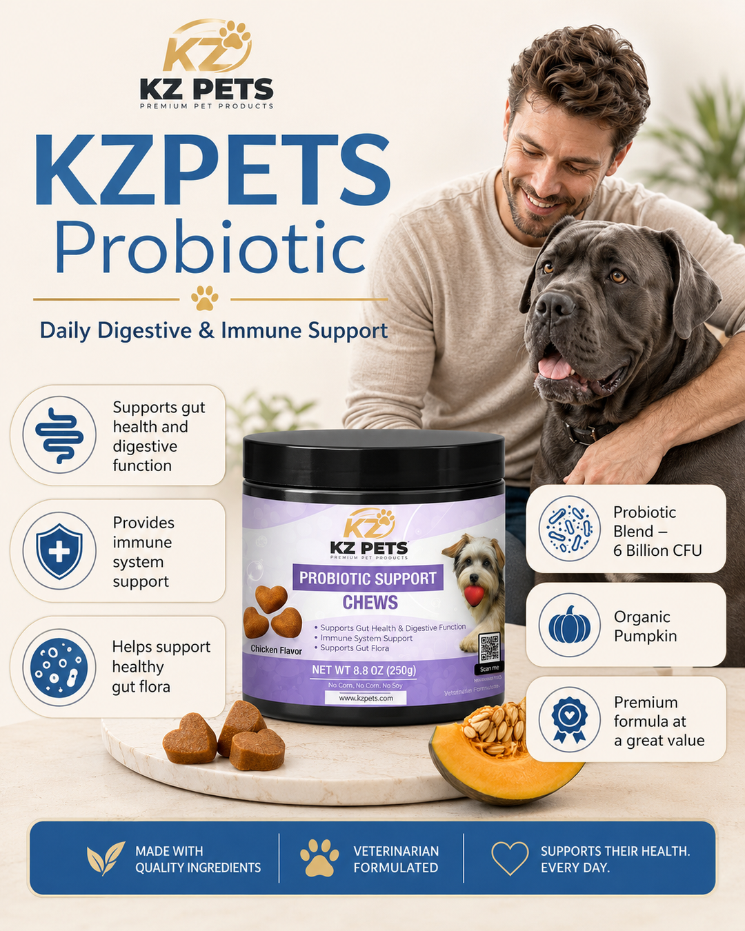 Probiotic Soft Chews for Dogs - Digestive & Immune Support